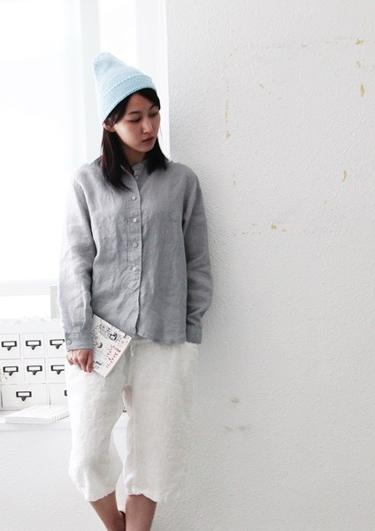 China Linen blouse -Gray