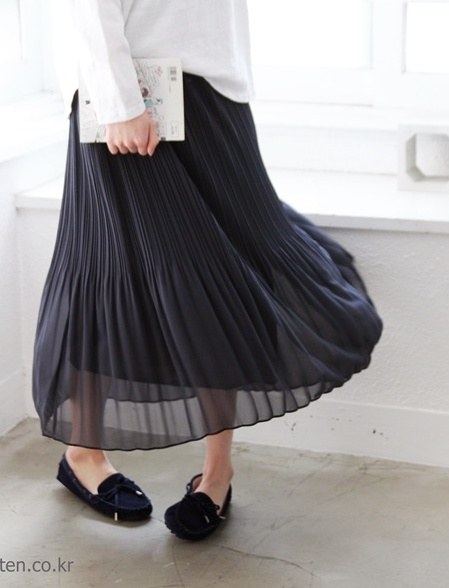 Chiffon pleated skirt -3Color