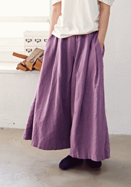 Linen wrinkle pin tuck pants-3color