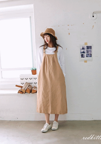 Pleated Suspenders Dress-4Color