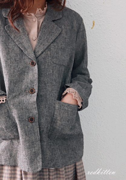 Linen applique jacket-3color