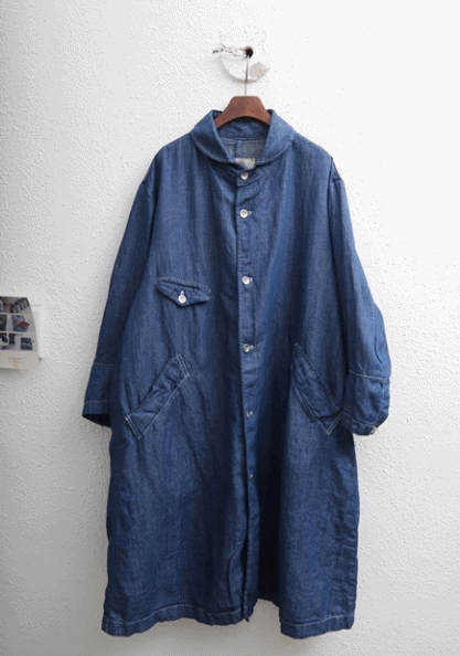 Round color linen blue coat-3color