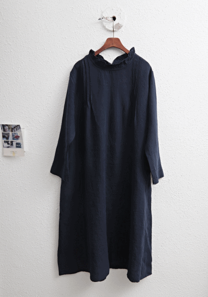 Linen pin tuck dress-2color