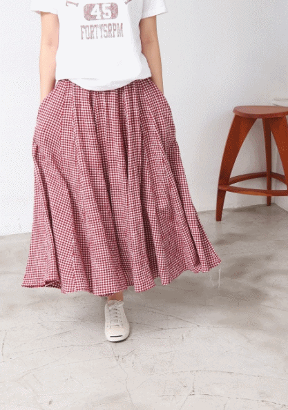Small check skirt-3Color