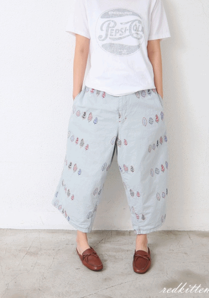 Embroidery exhaust pants 2 Color