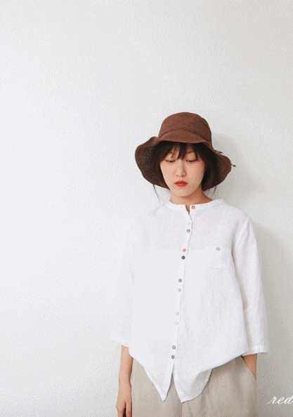 Wrapping Button Linen Blouse-2Color