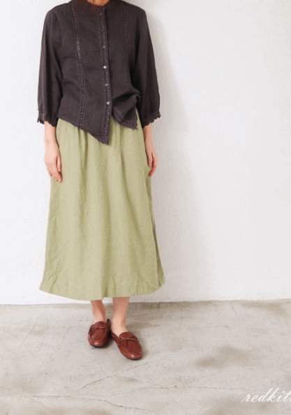 Two Button Linen Skirt-3Color