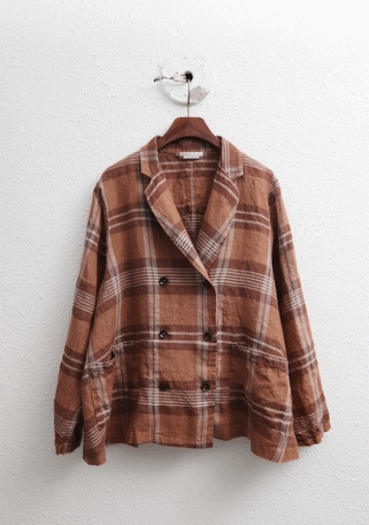 Checked Linen Double Jacket