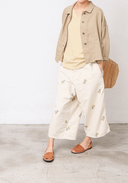 Flower Embroidery Pants-3Color