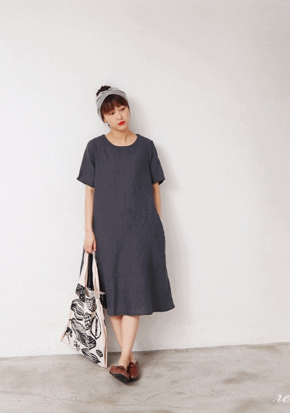 A-Line Linen Dress-3Color