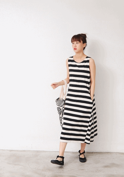 Danah Han Striped Cotton Dress-2Color