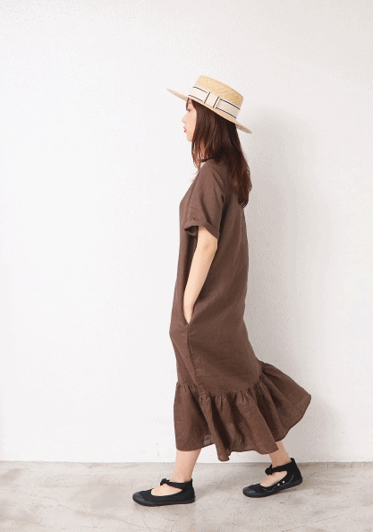 Wrinkle Linen Dress-3Color