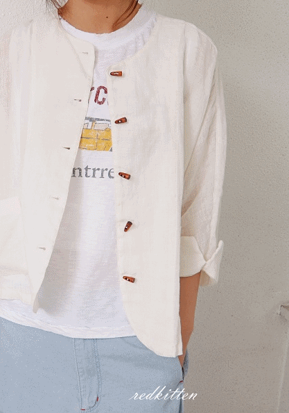 Tree Button Linen Jacket-3Color