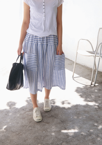 Sail-striped pocket skirt-dark gray 52200-->38000
