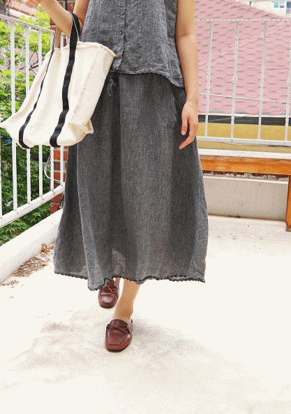 Lace Linen Fur Skirt-3Color