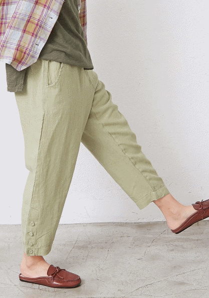 Casa Linen Button Trousers-3Color