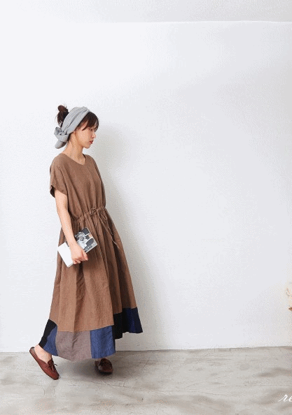 Classical Color Linen Dress-2Color