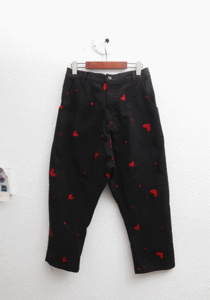 Heart Embroidery Pants-3Color