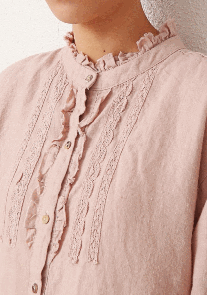 Wool Linen Antique Lace Dress-2Color