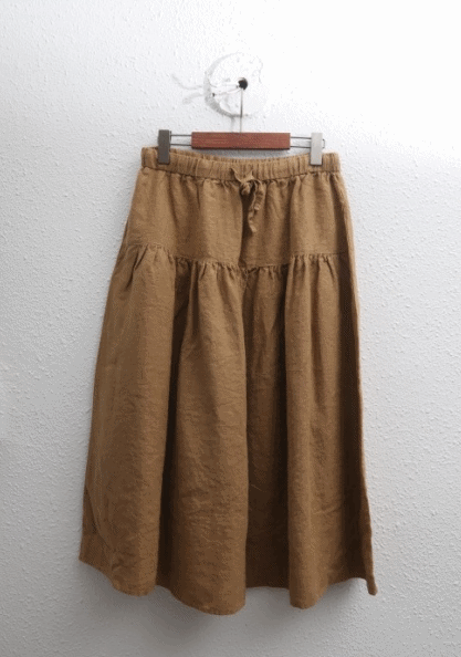 Wool linen cut skirt-3Color