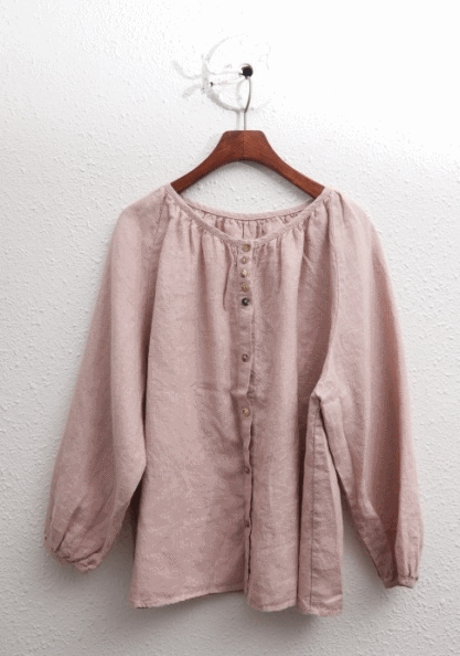 Button Shirring Blouse-3Color