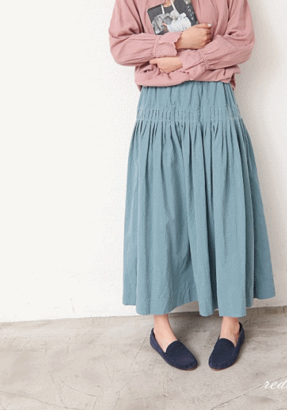 Golden pin chin wrinkle skirt-3Color