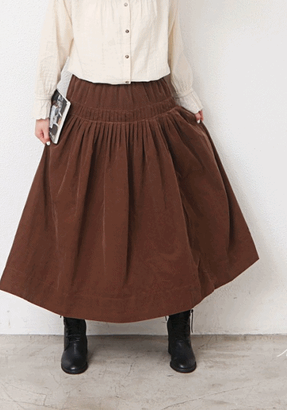 Golden pin chin wrinkle skirt-3Color
