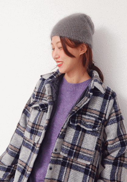 Quilted check jacket-2Color