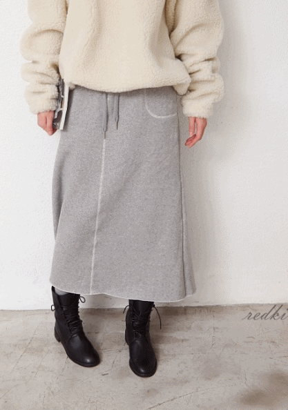 Raised stitch skirt-2Color