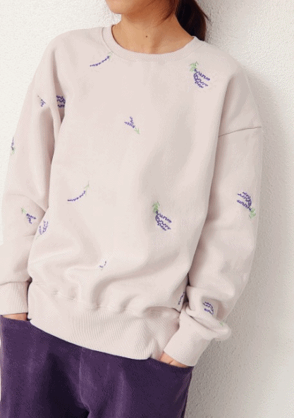 Embroidery brushed lavender tea