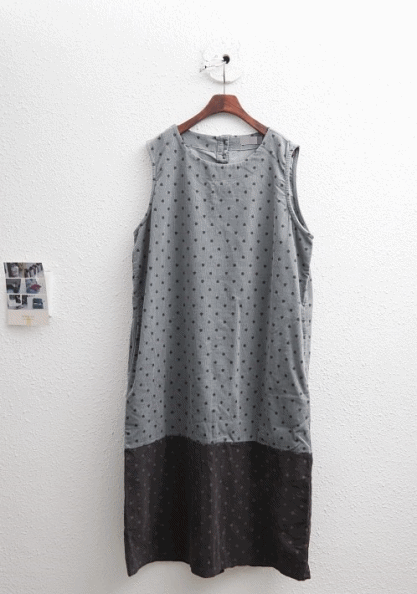 Dot Matching Vest Dress-2Color