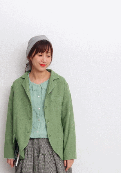 Round line wool jacket-2Color