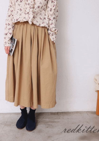 Pleated String Gathered Skirt-2Color