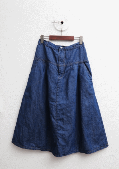 Front wrinkle blue skirt-2Color