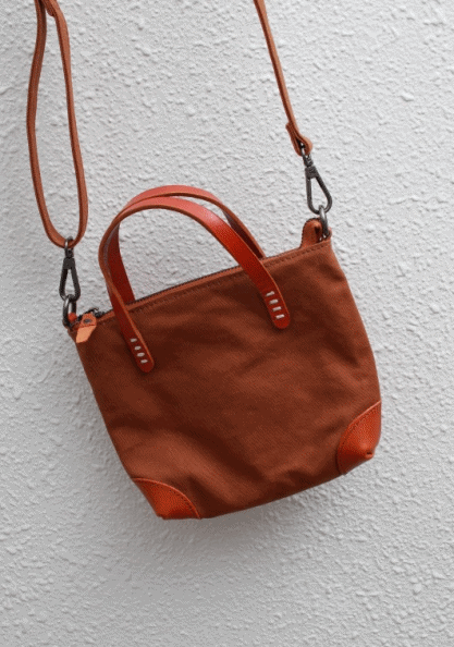 Leather color matching mini bag-Carmel