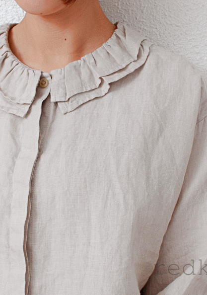 Hidden button frill blouse - 3Color