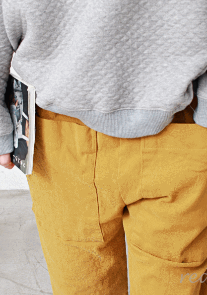 Brushed cotton square pocket span pants-3Color-Toktok