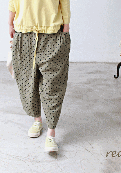Dot pleated pants-2Color