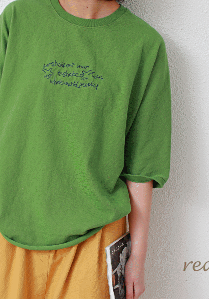 Embroidery Lettering Cotton Tee-3Color