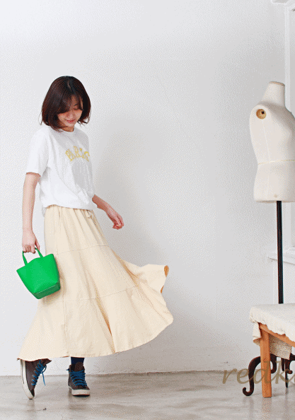 Soft Cotton Shirring Skirt-3Color