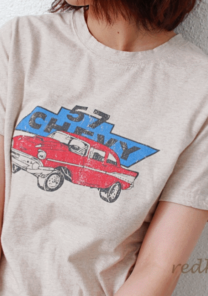 Washing Cotton Antique Car Tee-8Color-I like cotton