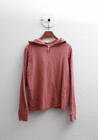 Soft hooded button tee-6Color