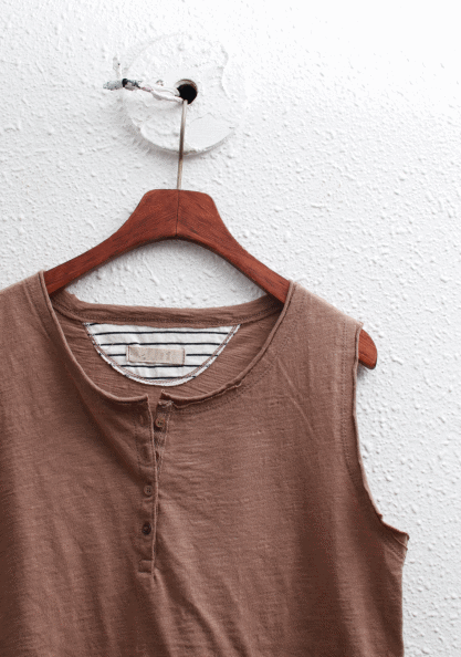 Soft Stone Button Tee-6Color