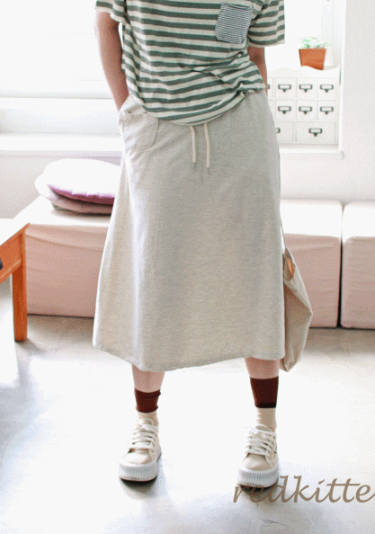 Pocket cotton skirt-4Color