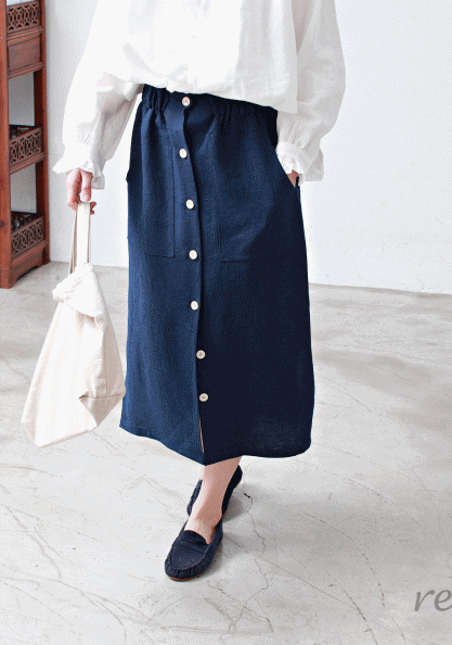 Button Long Skirt-6Color