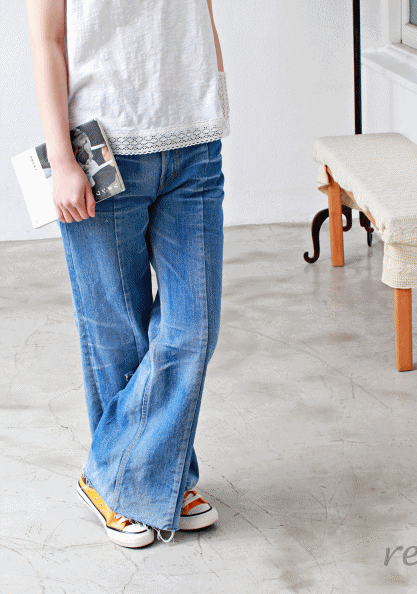 Incision Wide Long Jeans