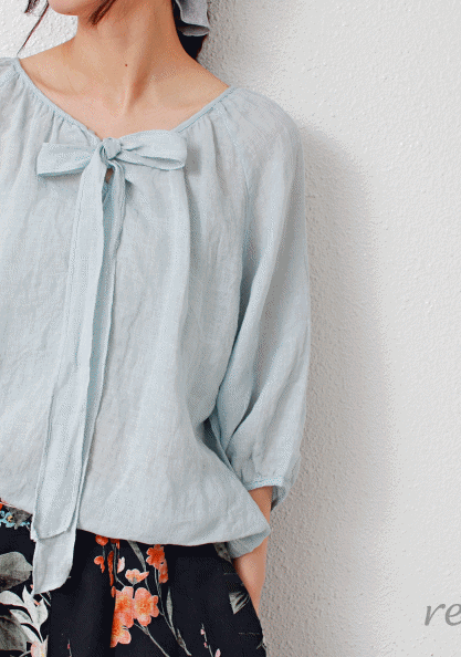 Loose Round Ribbon Blouse-3Color
