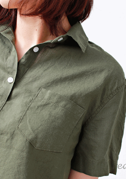 Half Open Linen Shirt-2Color