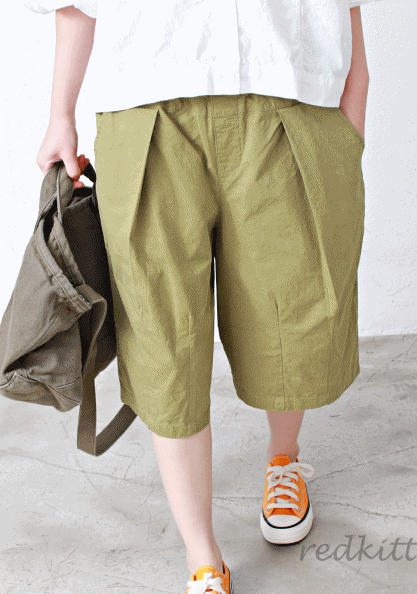 Cotton pleated shorts-3Color