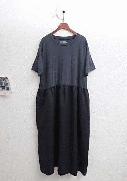 Juri Cotton Color Matching Dress - 4Color